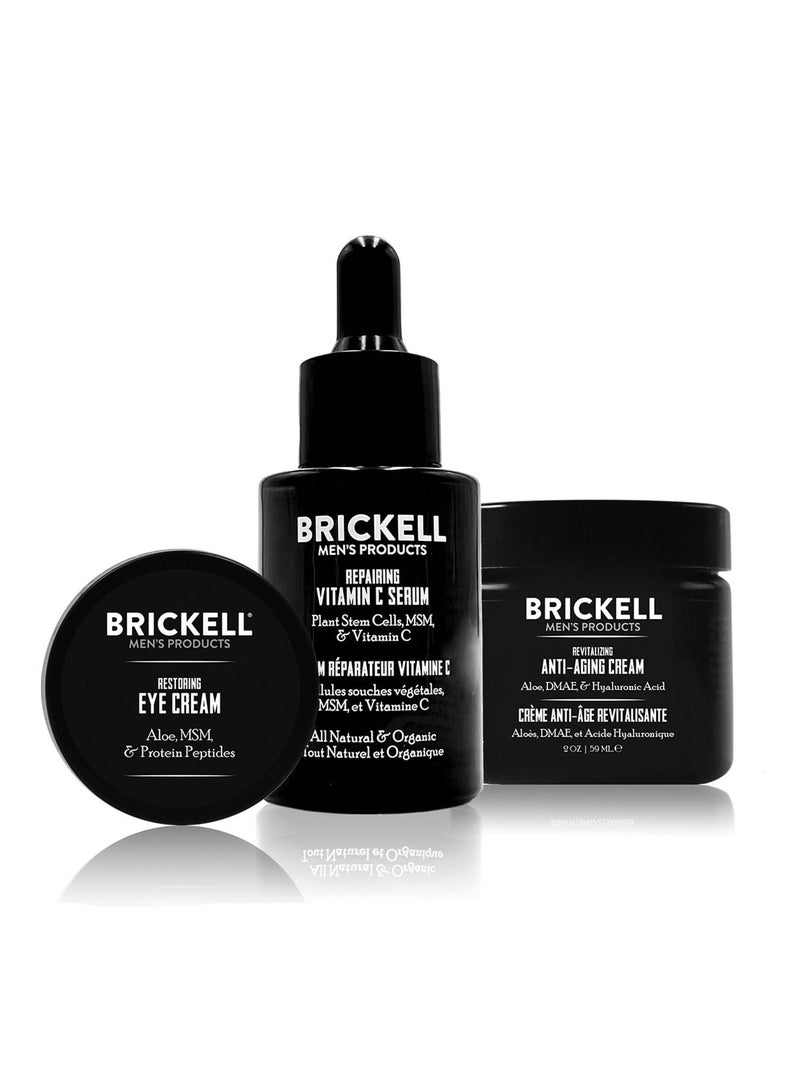 Brickell Men's Products Brickell Men's Advanced Anti-Aging Skin Care Routine, Night Face Cream, Vitamin C Facial Serum and Eye Cream, Natural and Organic, Scented, Skin Care Gift Set - Image 1