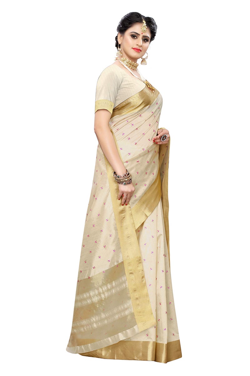 Yashika Women's Cotton Blend Printed Saree With Blouse Piece(SDPL-KERALA TIKKI) - Image 3