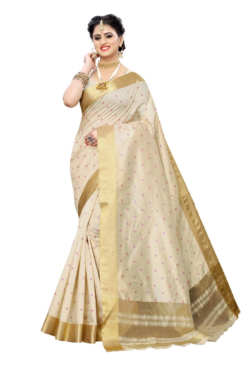 Yashika Women's Cotton Blend Printed Saree With Blouse Piece(SDPL-KERALA TIKKI) - Image 1