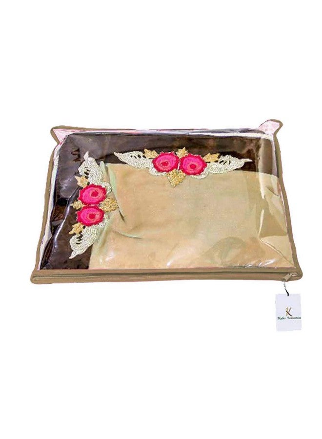 Kuber Industries Clothes Organizer For Wardrobe (Pack of 12) - Single Storage Organizer For Saree | Salwar Suit | Lehenga - Dress Organizer For Wardrobe - Single Saree Covers With Zip (Beige) - Image 2