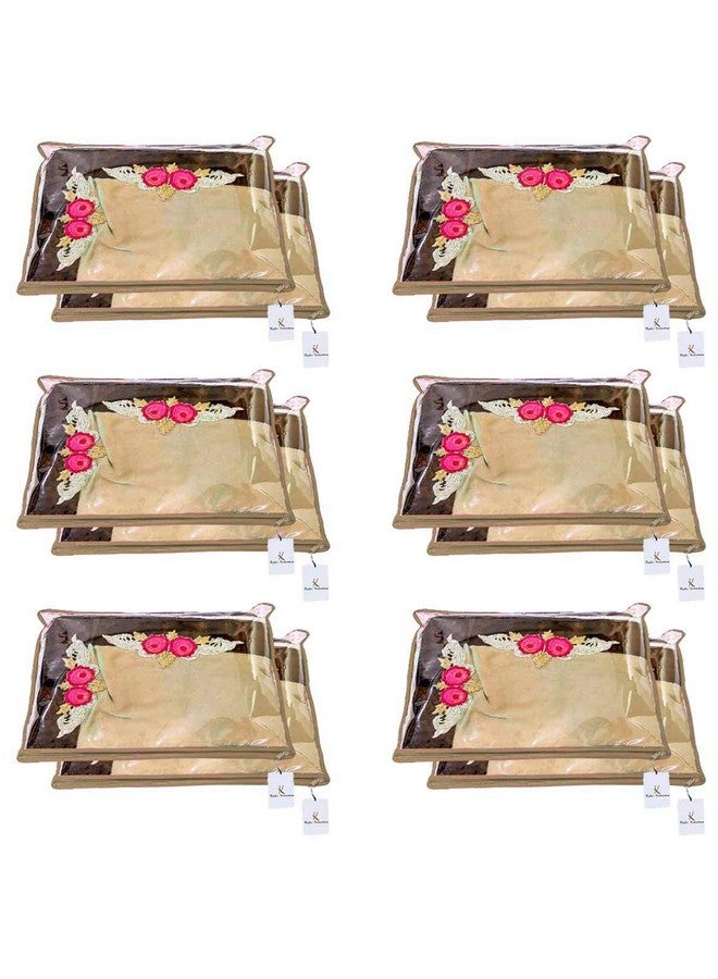 Kuber Industries Clothes Organizer For Wardrobe (Pack of 12) - Single Storage Organizer For Saree | Salwar Suit | Lehenga - Dress Organizer For Wardrobe - Single Saree Covers With Zip (Beige) - Image 4