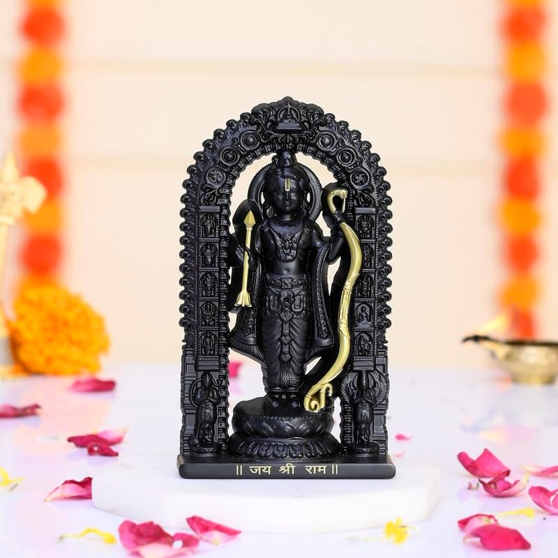 Craftam Metal Shree Ram Lalla Murti in Ayodhya Mandir Ramlalla Temple Idol Ram Lalla Statue for Pooja Home Decor Hight 45 Inch Black - Image 1