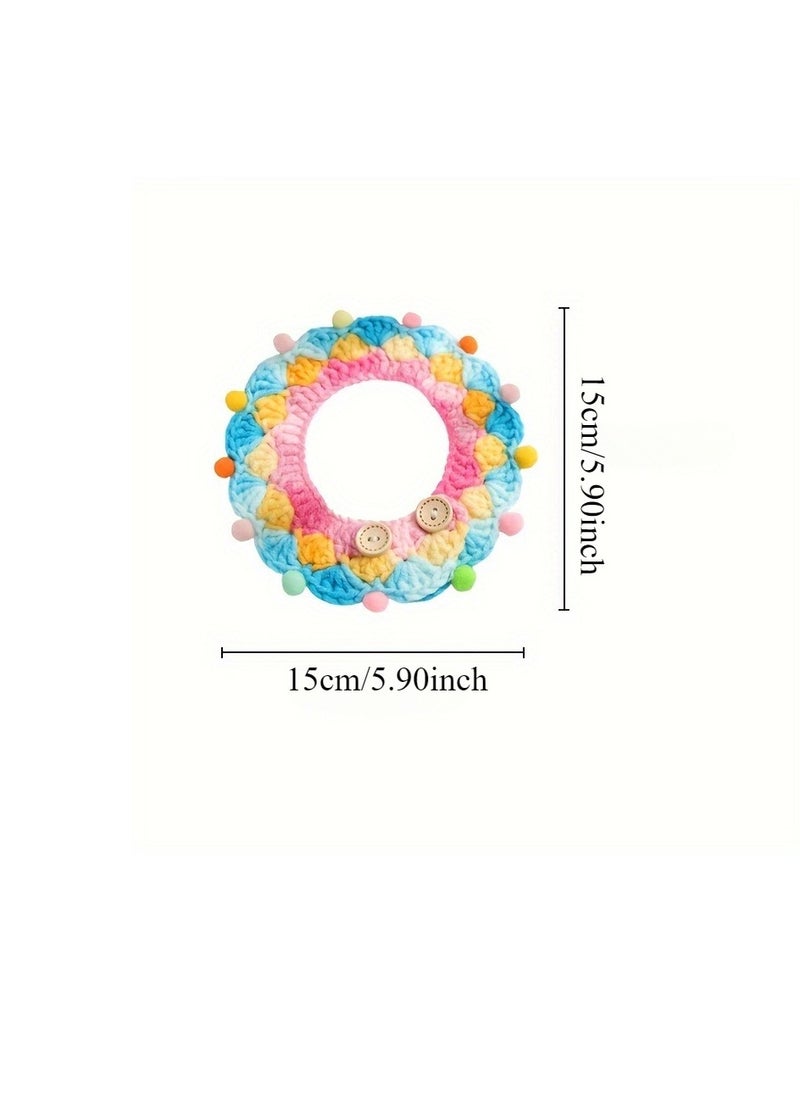 Generic Pet Collar Handmade Small Dog Cat Handmade Crochet Scarf Contrast Color Design Long-Lasting  (15cm-20cm)  - Image 5