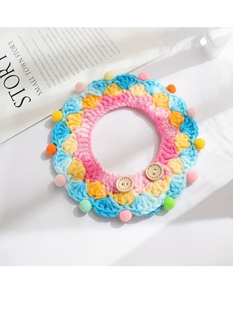 Generic Pet Collar Handmade Small Dog Cat Handmade Crochet Scarf Contrast Color Design Long-Lasting  (15cm-20cm)  - Image 3