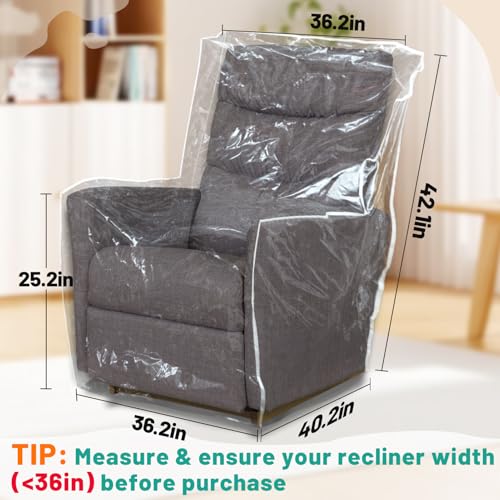 PAMASE 1.5mm Thickened Plastic Armchair/Recliner Cover - Heavy Duty Clear Vinyl Living Room Chairs Slipcover to Prevent Dogs Cats Pets Scratching, Waterproof Dustproof - Image 4