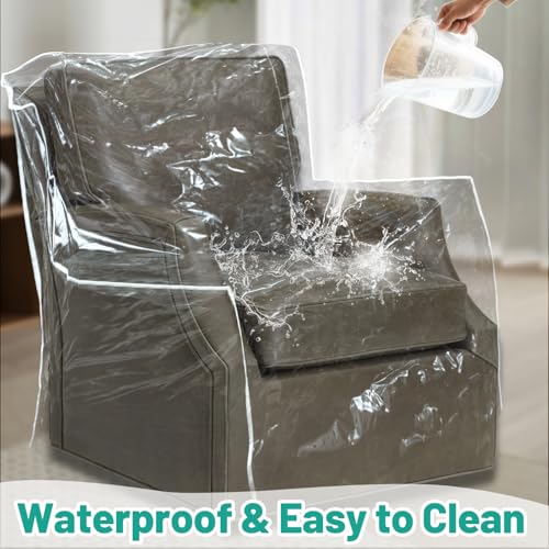 PAMASE 1.5mm Thickened Plastic Armchair/Recliner Cover - Heavy Duty Clear Vinyl Living Room Chairs Slipcover to Prevent Dogs Cats Pets Scratching, Waterproof Dustproof - Image 5
