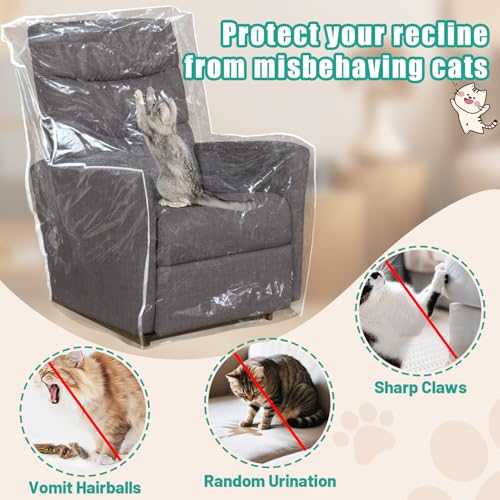 PAMASE 1.5mm Thickened Plastic Armchair/Recliner Cover - Heavy Duty Clear Vinyl Living Room Chairs Slipcover to Prevent Dogs Cats Pets Scratching, Waterproof Dustproof - Image 3