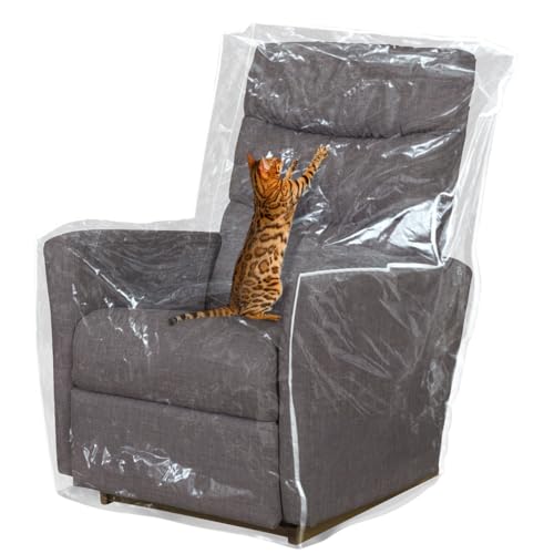 PAMASE 1.5mm Thickened Plastic Armchair/Recliner Cover - Heavy Duty Clear Vinyl Living Room Chairs Slipcover to Prevent Dogs Cats Pets Scratching, Waterproof Dustproof - Image 1