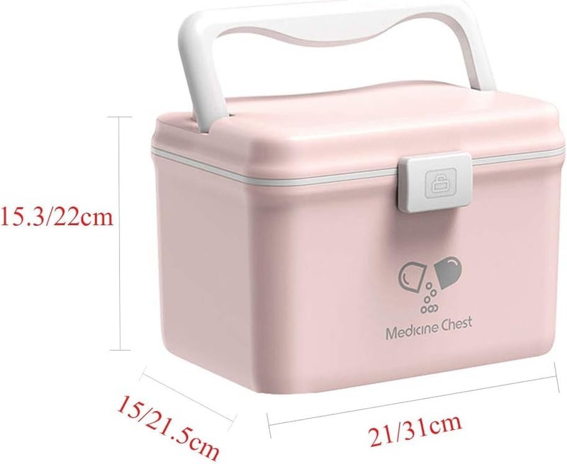 MAMMOTH Plastic Multi-Functional Storage Case - First Aid Dispenser, Art & Crafts, Tool Organizer - 2-Layers Storage Bin For Home, Office - 12.5" x 9" x 5.5", 1-Pack (Pink) - Image 2