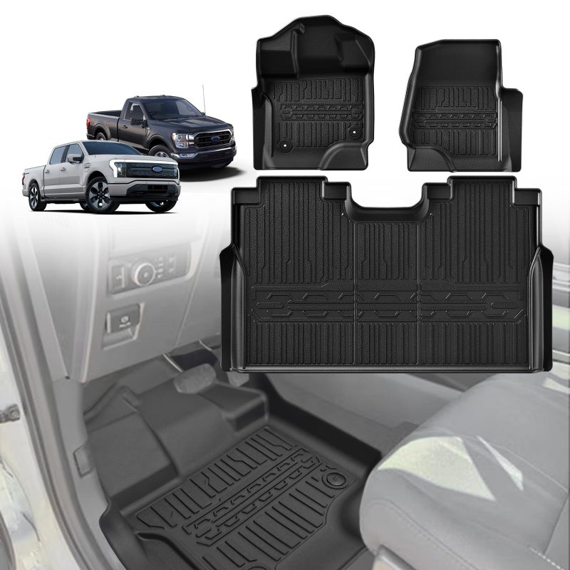 TripleAliners Truck Mat Compatible with 20152026 Ford F150 Lightning SuperCrew Cab Accessories Floor Mats Heavy Duty Custom Fit All Weather Protection TPE Pickup Liner Not Fit Fold Flat Storage - Image 3