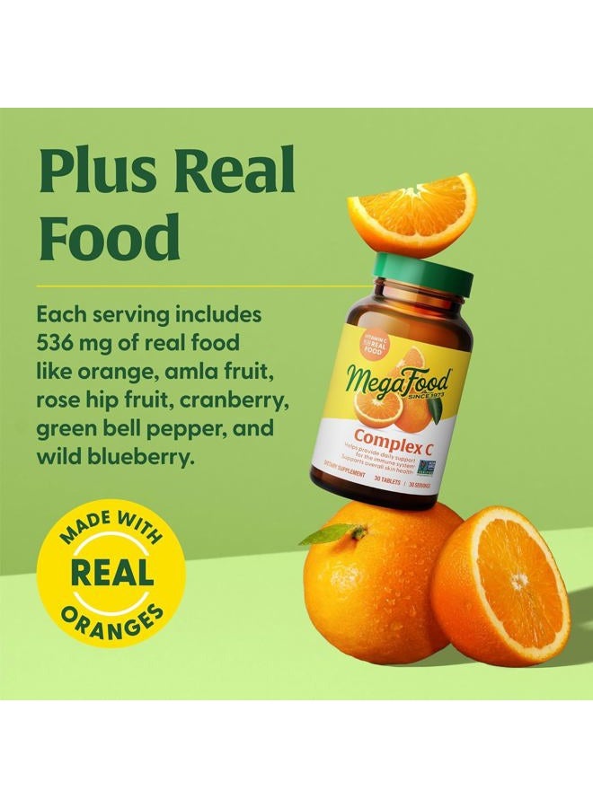 MegaFood مكمل دعم المناعة النباتي المعقد C مع فيتامين C 250 ملغ، مصنوع من طعام حقيقي بما في ذلك البرتقال، التوت البري والأرز البني، خالي من الغلوتين، كوشير - 180 قرص، 180 حصة - Image 4