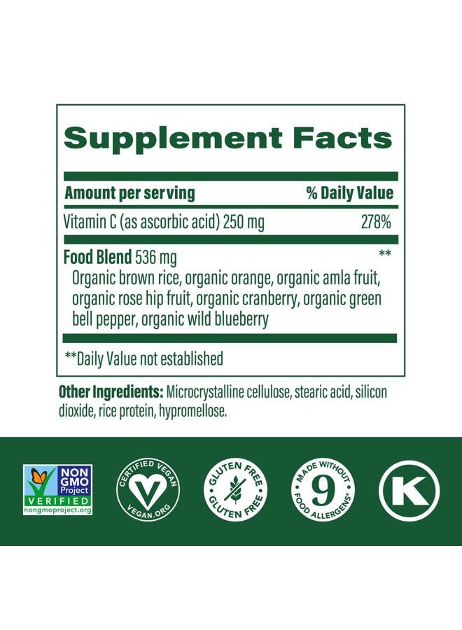 MegaFood مكمل دعم المناعة النباتي المعقد C مع فيتامين C 250 ملغ، مصنوع من طعام حقيقي بما في ذلك البرتقال، التوت البري والأرز البني، خالي من الغلوتين، كوشير - 180 قرص، 180 حصة - Image 2