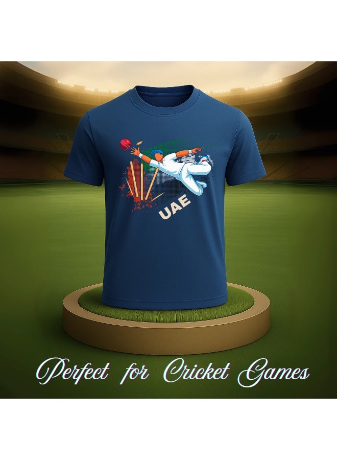 UAE Sports Cricket Player T-Shirt – Breathable Short-Sleeve Dry-Fit Round Neck Tee For Men - Ideal For Cricket Practice,Training Sessions & Everyday Sports Wear - Image 5