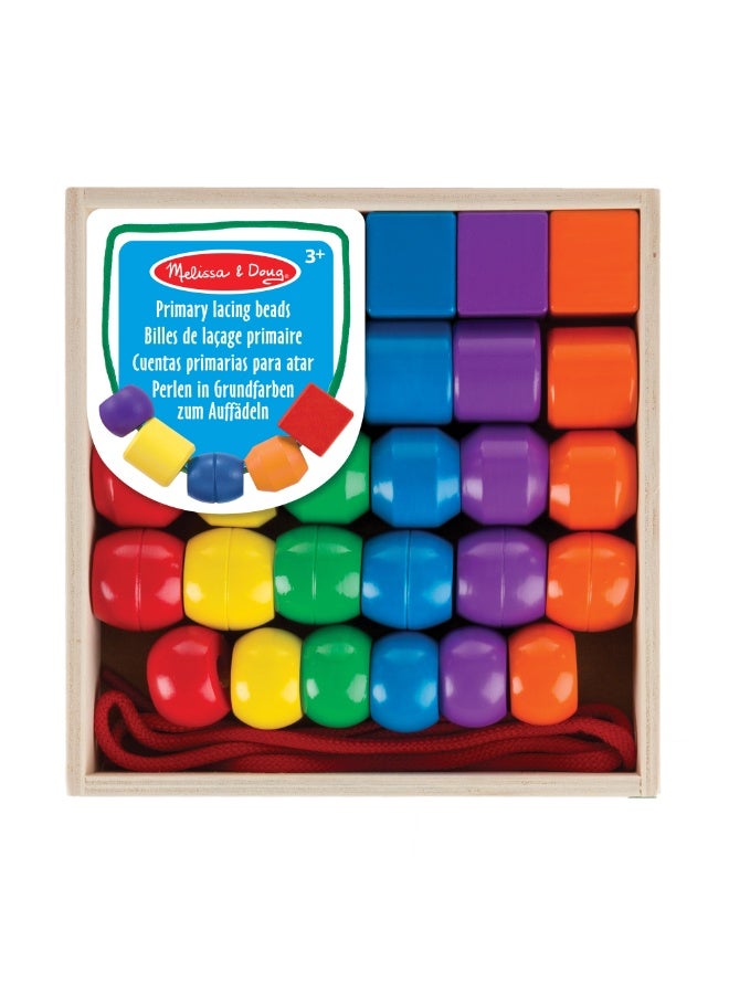 Melissa & Doug خواتم لاسي من ميليسا ودوج - لعبة تعليمية مع 30 خرزة خشبية و2 حبل - Image 1