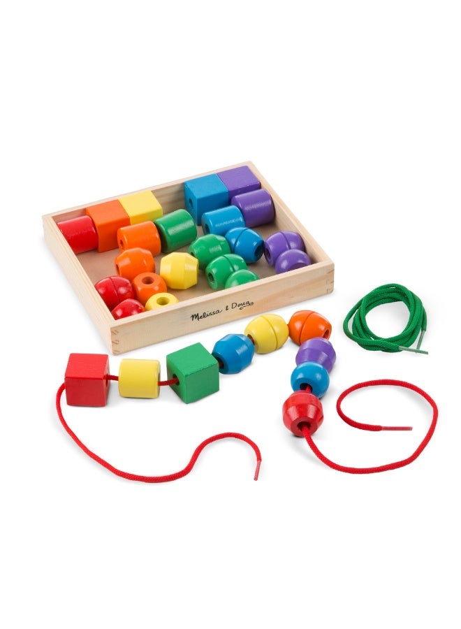 Melissa & Doug خواتم لاسي من ميليسا ودوج - لعبة تعليمية مع 30 خرزة خشبية و2 حبل - Image 2