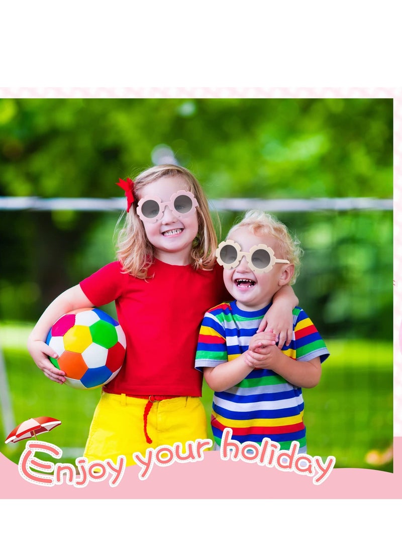 Kids Round Flower Sunglasses Girls Flower Shaped Sunglasses   Outdoor Sunglasses Beach Eyewear for Kids 6 Pairs - Image 5
