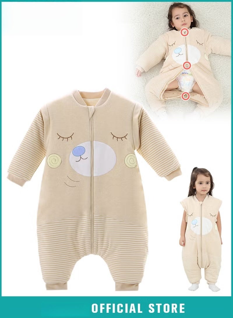 HOOKOR Baby Sleep Sack, Soft Baby Sleeping Bag, Swaddling Blanket, Swaddle Wrap, Pure Cotton Wearable Blankets with Removable Sleeves and Legs, Easy Zip Access Nappy Change, for Newborn Babies 1-3 Years - Image 1