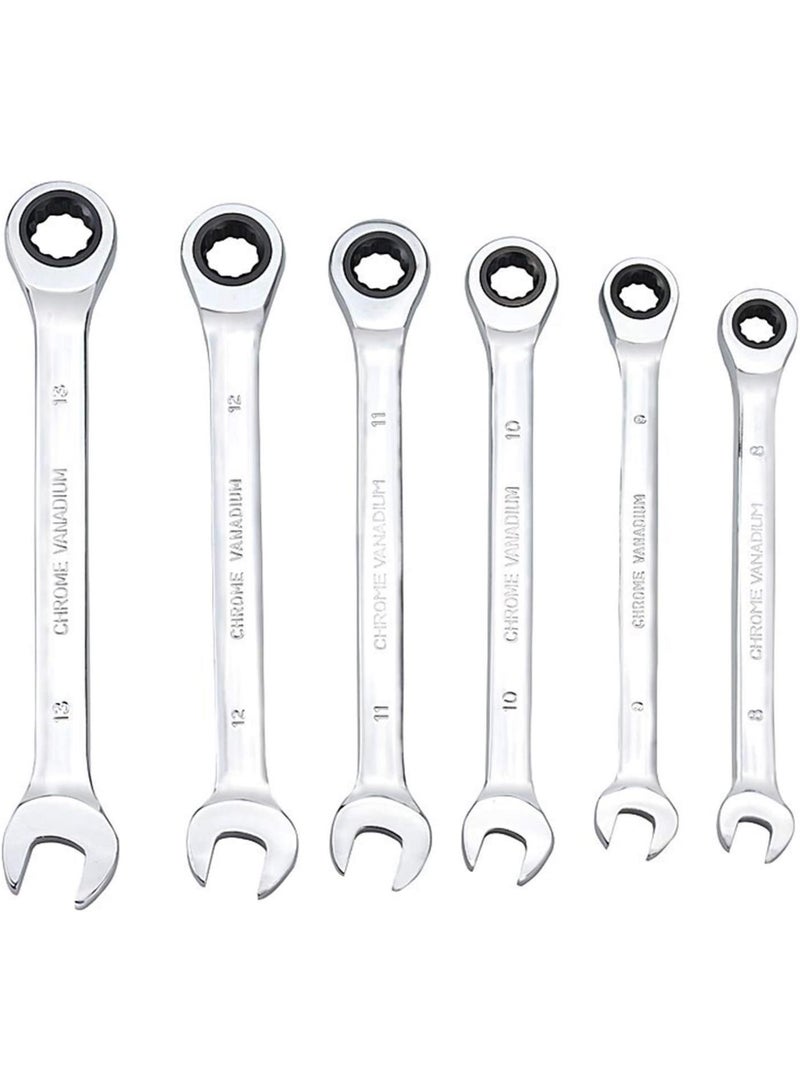 GGOOT Hardware Tool 6Pcs ratchet wrench set universal wrench Multitool Key Ratchet Spanners Set of Tools Set 8mm-13mm Wrenches Tool Car Repair Tools (Size : 10mm) - Image 1