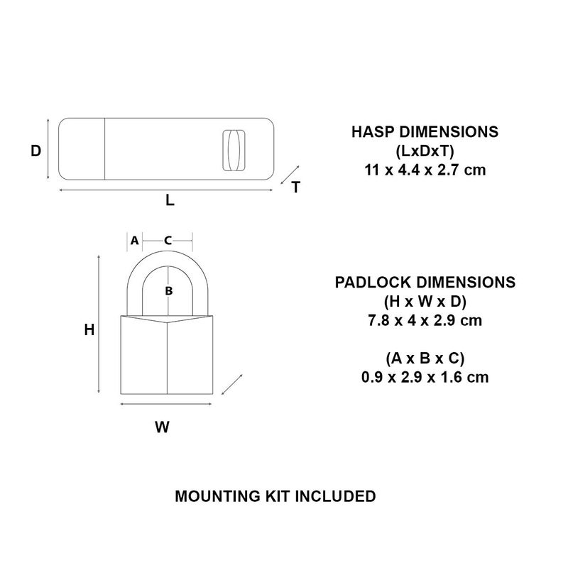Master Lock 7804704EURD Pack Including Door Hasp and Keyed Padlock, Black - Image 4