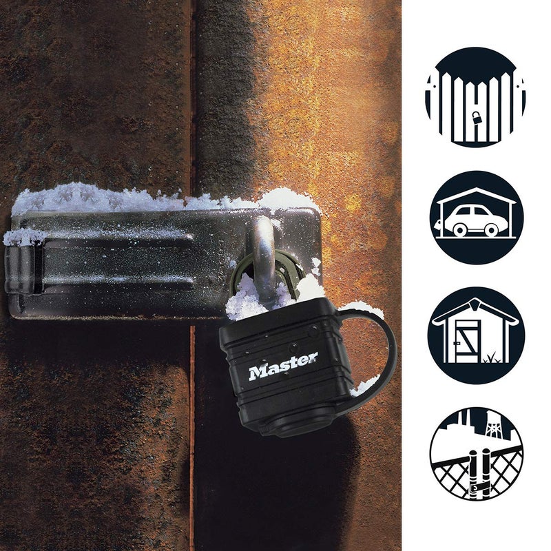 Master Lock 7804704EURD Pack Including Door Hasp and Keyed Padlock, Black - Image 3