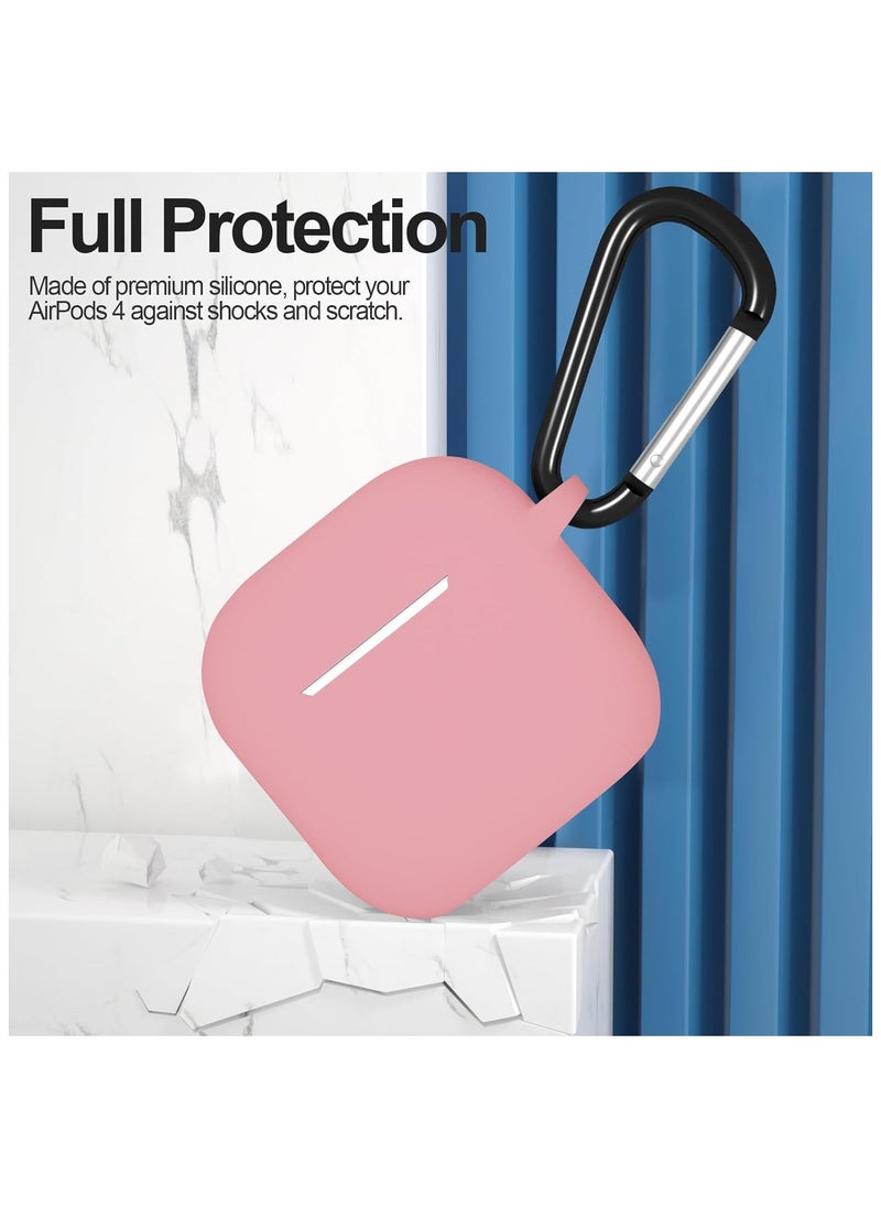 Generic - 2 Pack Silicone Case Compatible with AirPods 4, Protective Silicone Skin Accessories with Keychain for Apple AirPods 4th Generation Case, Front LED Visible (Pink,Purple) - Image 1