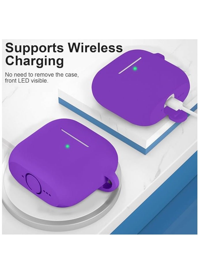 Generic - 2 Pack Silicone Case Compatible with AirPods 4, Protective Silicone Skin Accessories with Keychain for Apple AirPods 4th Generation Case, Front LED Visible (Pink,Purple) - Image 1