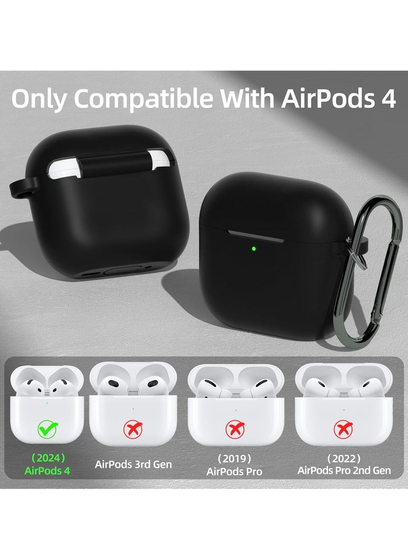 Generic - 2 Pack Silicone Case Compatible with AirPods 4, Protective Silicone Skin Accessories with Keychain for Apple AirPods 4th Generation Case, Front LED Visible (Pink,Purple) - Image 1
