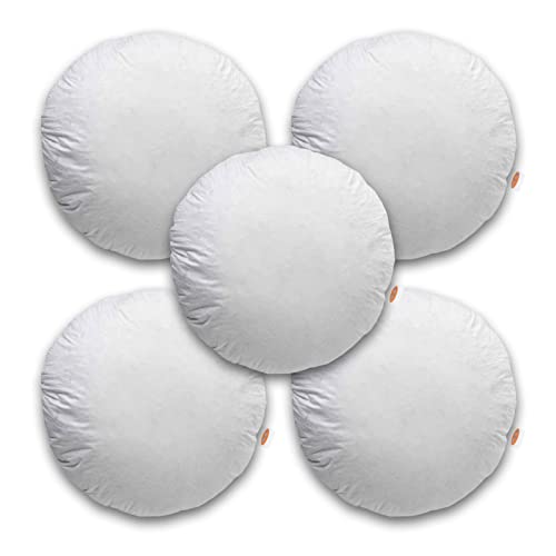 Ship Smart Non Woven Vaccum Packed Fiber Round Cushion Pillow Inserts or Fillers for Sofa & Bed - Pack of 5, 16" X 16" (White, SsNwn_Round516Flr0001) - Image 1