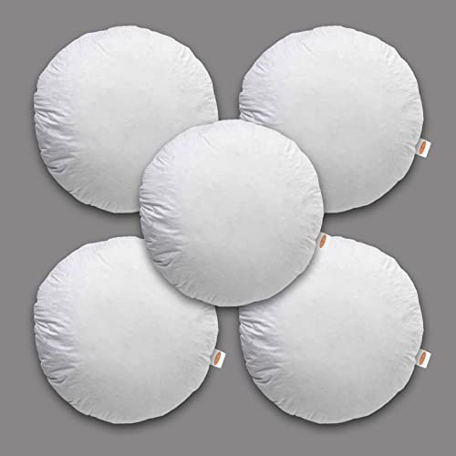 Ship Smart Non Woven Vaccum Packed Fiber Round Cushion Pillow Inserts or Fillers for Sofa & Bed - Pack of 5, 16" X 16" (White, SsNwn_Round516Flr0001) - Image 3