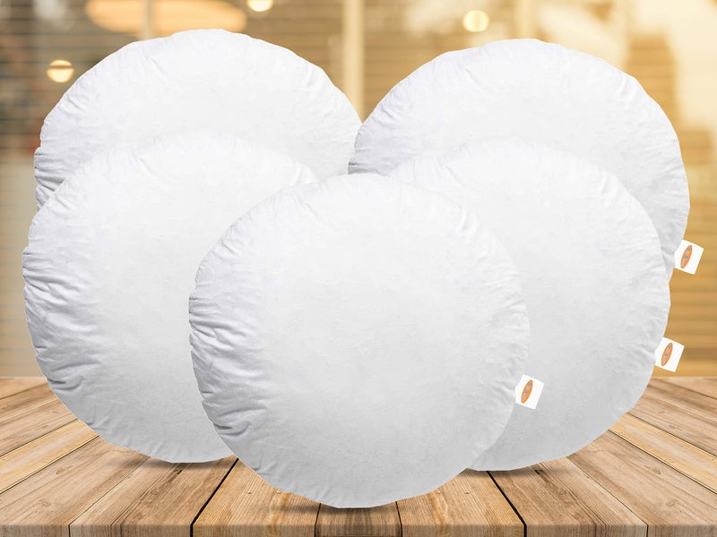 Ship Smart Non Woven Vaccum Packed Fiber Round Cushion Pillow Inserts or Fillers for Sofa & Bed - Pack of 5, 16" X 16" (White, SsNwn_Round516Flr0001) - Image 2