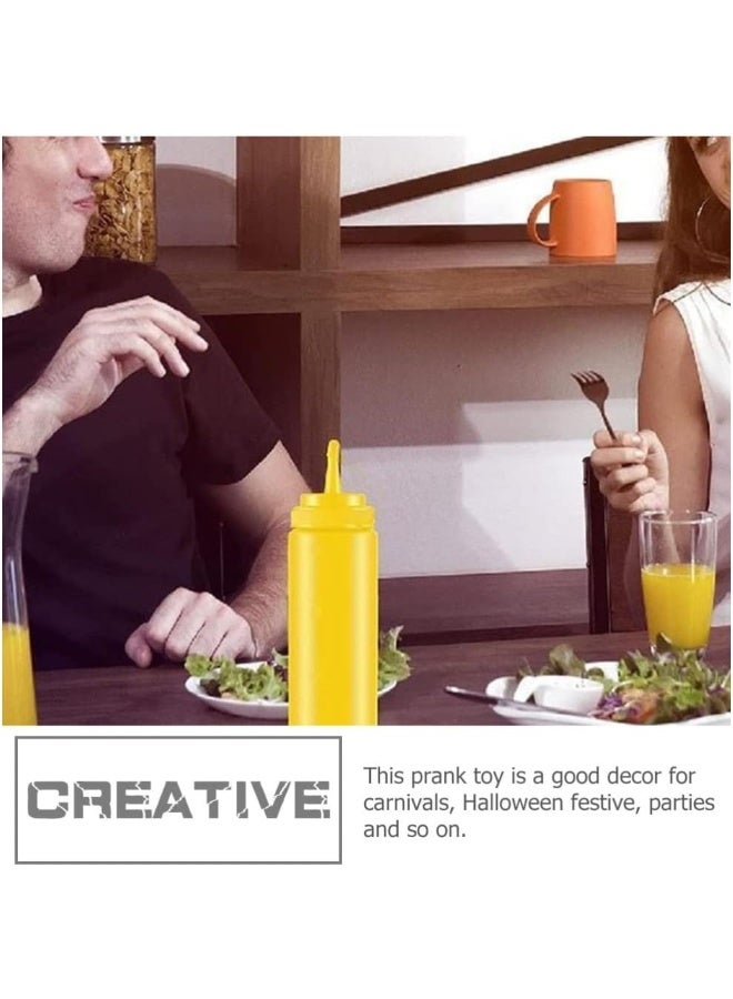 2Pcs Fake Mustard and Ketchup Bottle Funny Salad Dressing Prank Toys Phoney Condiment Squirt Bottle Toy for Adults Kids Halloween Party