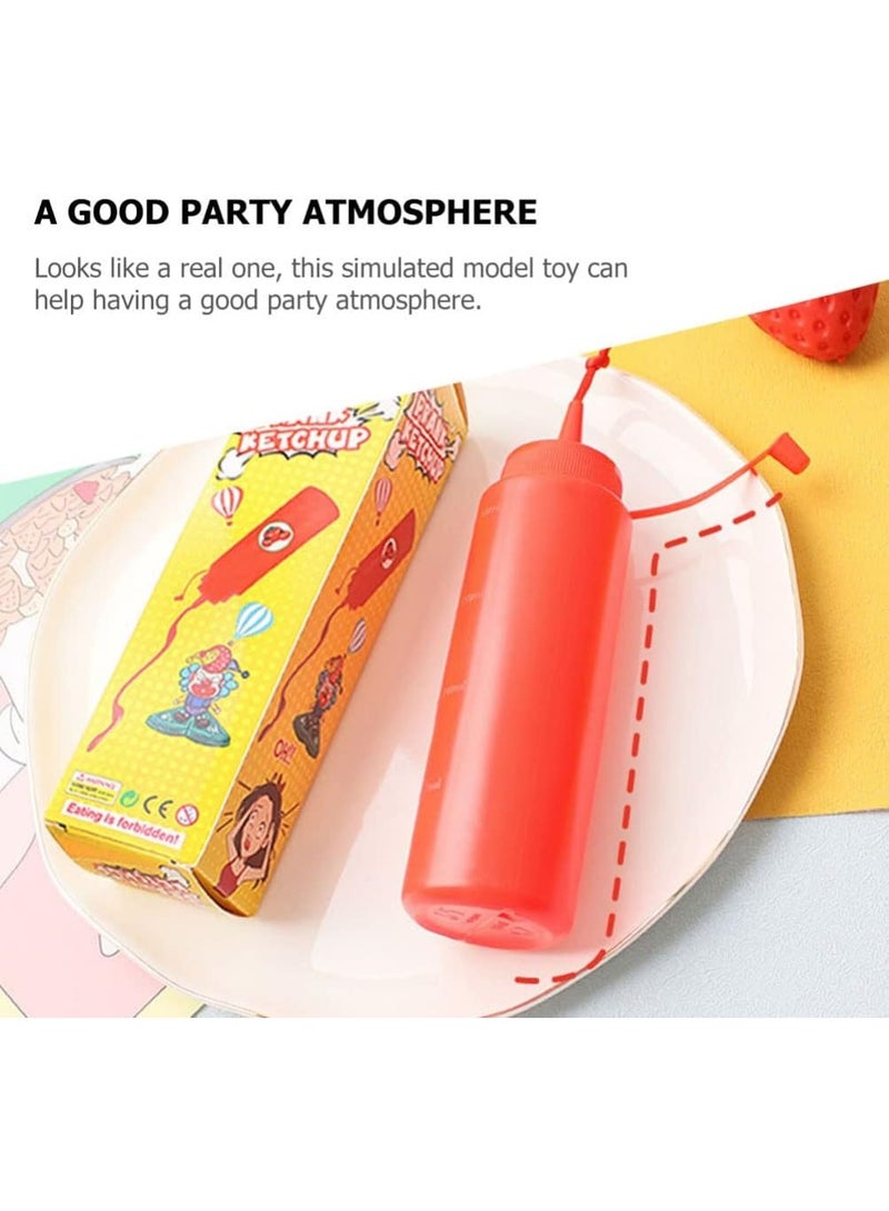 2Pcs Fake Mustard and Ketchup Bottle Funny Salad Dressing Prank Toys Phoney Condiment Squirt Bottle Toy for Adults Kids Halloween Party