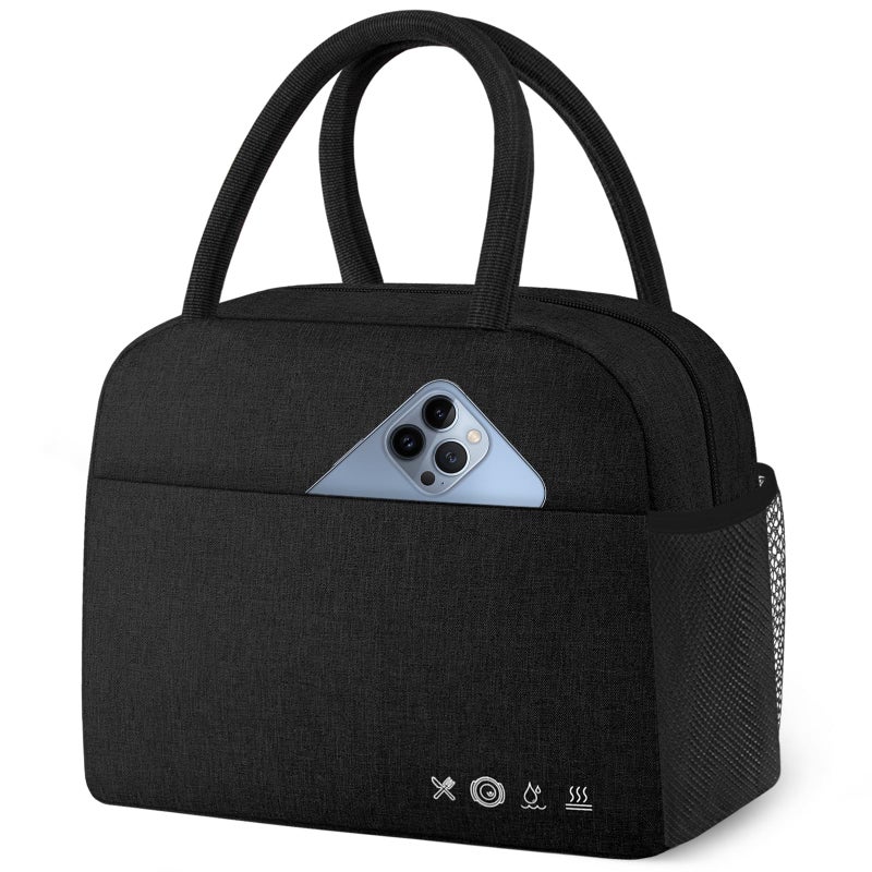 KUBYA Lunch Bag Women Lunch Box for Women Men Insulated Reusable Lunch Bag Large Capacity Lunch Tote Bag Lunch Container for Office Work Picnic Beach or TravelBlack