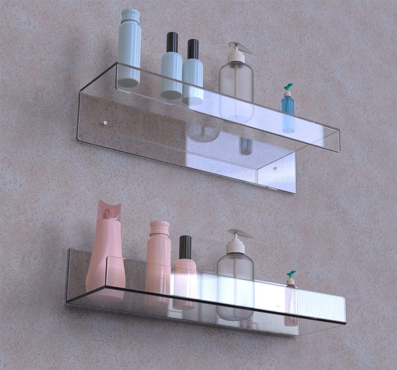 Cq acrylic 6 Pcak Clear Acrylic Shelves for Bedroom,Room,15 Inch Bathroom Wall Shelf & Organizer,Invisible Floating Shelves & Wall Storage for Collectibles Perfume Shelf,Record,Funko Pop,Lego Display,Bookshelf - Image 2