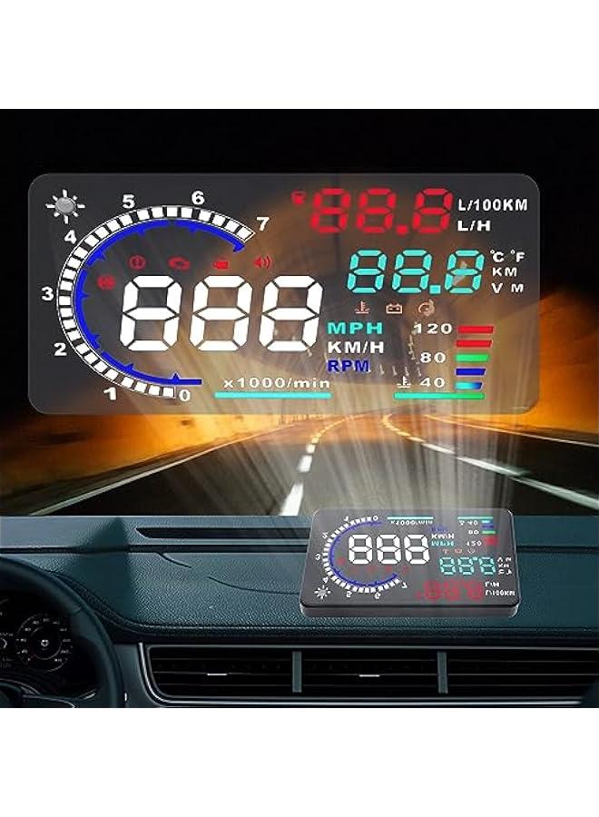 ANKOVO Head Up Display OBDII HUD Display for Cars A8 Head up Display 5.5in Digital Speedometer for Car MPH with Multiple Alarm,Light Sensor Windshield OBDII Interface only for Cars from 2012 Onwards - Image 2