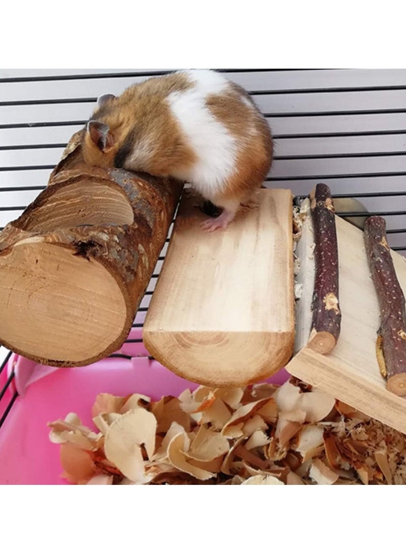 Set of 4 Natural Wood Bird Parrot Toys, Fork Toys, Wooden Pet Bird Cage Hanging Swing Toy for Small Parrots, Budgies, Cockatiels, Conures, Parakeets, Finches - Image 4