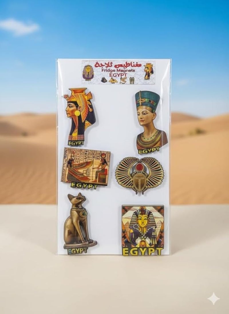 Pharaonic Refrigerator Magnet Set â€“ Symbols of Ancient Egyptian Civilization â€“ Unique Refrigerator Decor â€“ Tourist Souvenir from Egypt (6 Pieces) Multi Shapes and Colors