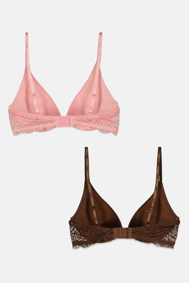 bebe Women 2 Pack Padded Underwired Bra, Pink - Image 2