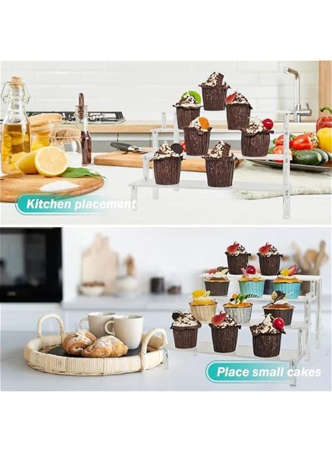 BokSung Acrylic Display Risers Cupcake Stand for Food Desserts,Perfume Organizer 4 Tier Clear Shelf Display Stand,Perfume Stand for Organizer and Decoration (4-Tier) - Image 5