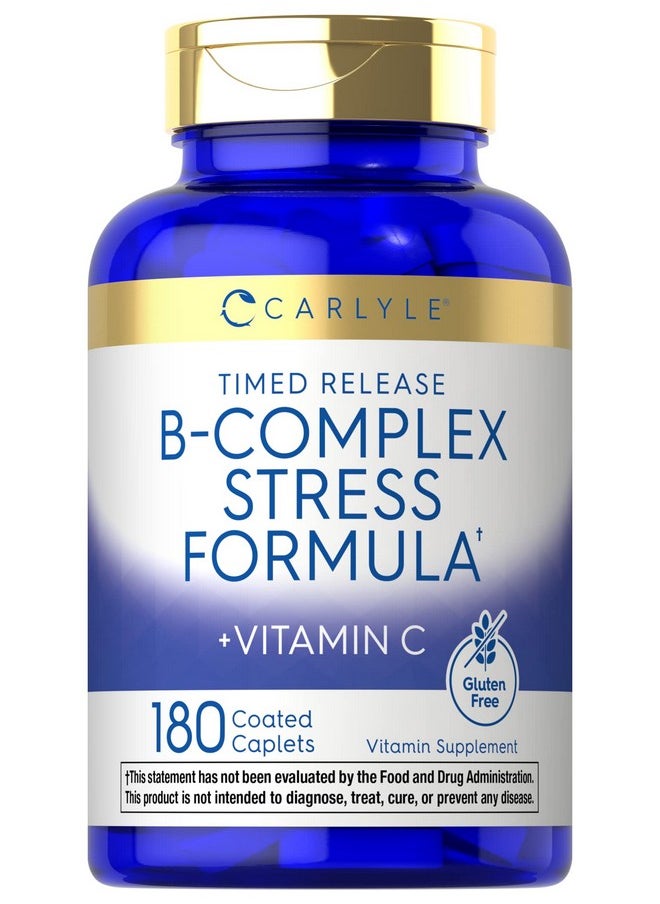 CARLYLE - B Complex Stress Vitamin Supplement  180 Caplets  With Vitamin C  Nongmo And Gluten Free - Image 1