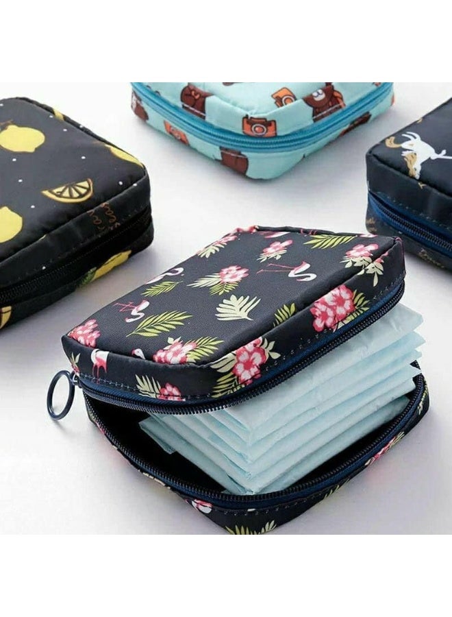Sanitary pad and charm organizer perfect for teen girls and back to school - Small, colorful zippered pouch for storing feminine emergency essentials - Stylish and discreet sanitary pad holder that fits in a backpack or purse - Soft, versatile fabric case for discreetly organizing personal items and charms - 1 piece - Random shapes and colors - Image 4