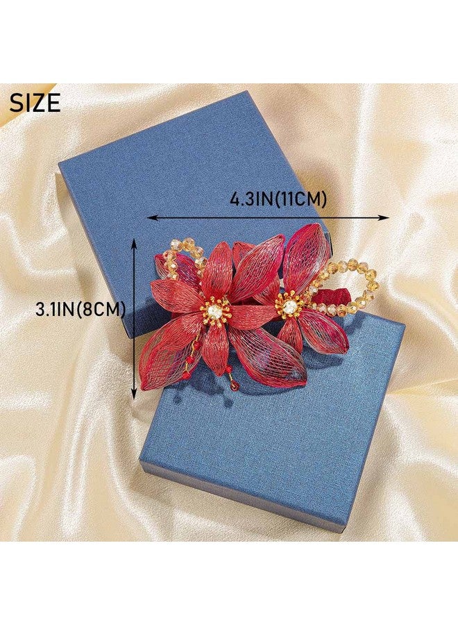 Campsis Rhinestones Hair Clip For Wedding Crystal Bridal Hair Barrettes Flower Hair Clips Accessories Bride Bridesmaids Prom Party Dinner For Women - Image 5