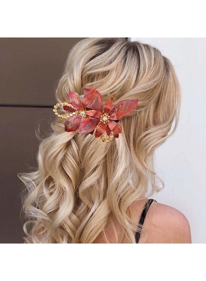 Campsis Rhinestones Hair Clip For Wedding Crystal Bridal Hair Barrettes Flower Hair Clips Accessories Bride Bridesmaids Prom Party Dinner For Women - Image 2
