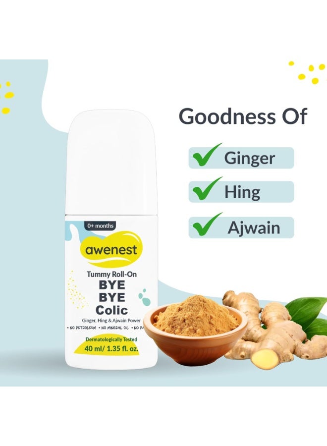 awenest Tummy Roll-On Bye Bye Colic | Ayurvedic Relief for Gas, Colic, Constipation & Indigestion | With Ginger, Hing & Ajwain | AYUSH Certified, Baby-Safe Formula | For Newborns (0+ Years) | 40ml - Image 4