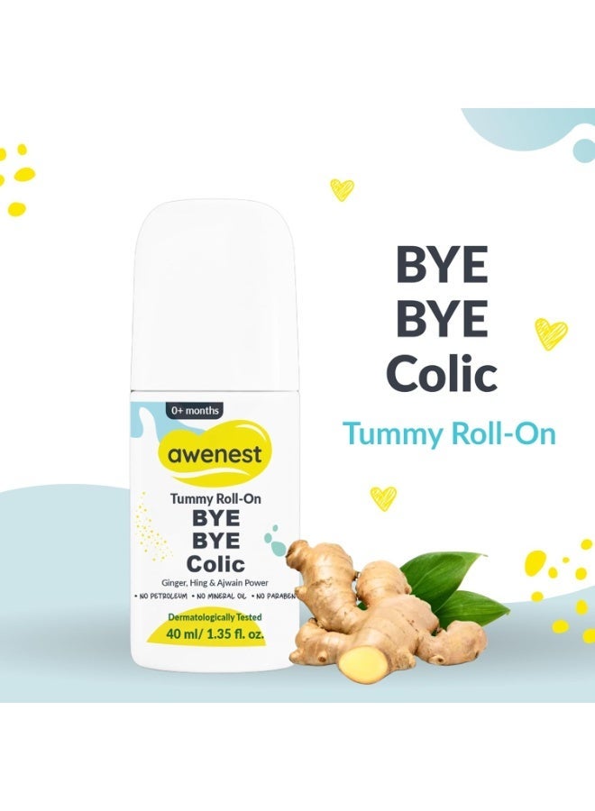 awenest Tummy Roll-On Bye Bye Colic | Ayurvedic Relief for Gas, Colic, Constipation & Indigestion | With Ginger, Hing & Ajwain | AYUSH Certified, Baby-Safe Formula | For Newborns (0+ Years) | 40ml - Image 2