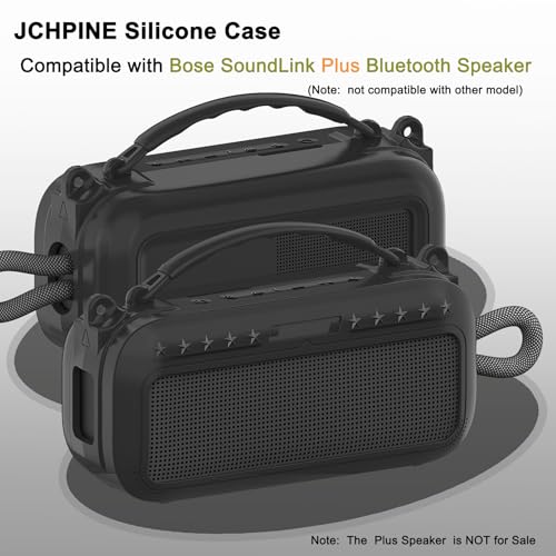 JCHPINE Silicone Cover Case for Bose SoundLink Plus Portable Speaker, Protective Soft Silicone Case with Carrying Handle and Shoulder Strap (Black) - Image 2