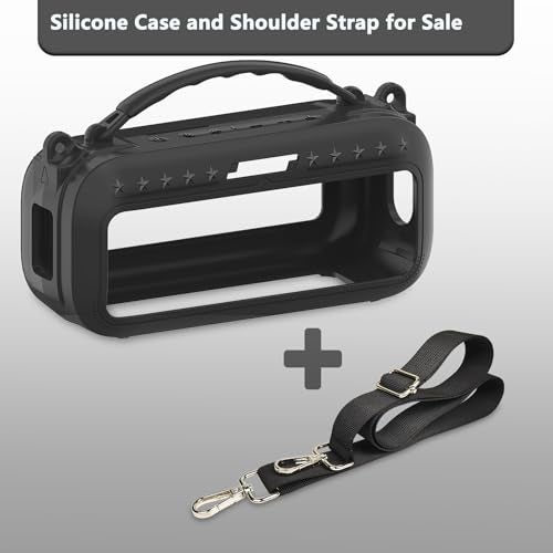 JCHPINE Silicone Cover Case for Bose SoundLink Plus Portable Speaker, Protective Soft Silicone Case with Carrying Handle and Shoulder Strap (Black) - Image 3