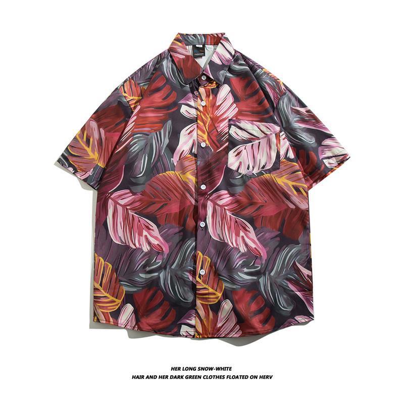 Summer Ins Vintage Floral Printed Short-Sleeved Shirt Men'S Fashion Brand Street Bf Lazy Style Couple Flower Shirt Jacket - Image 1