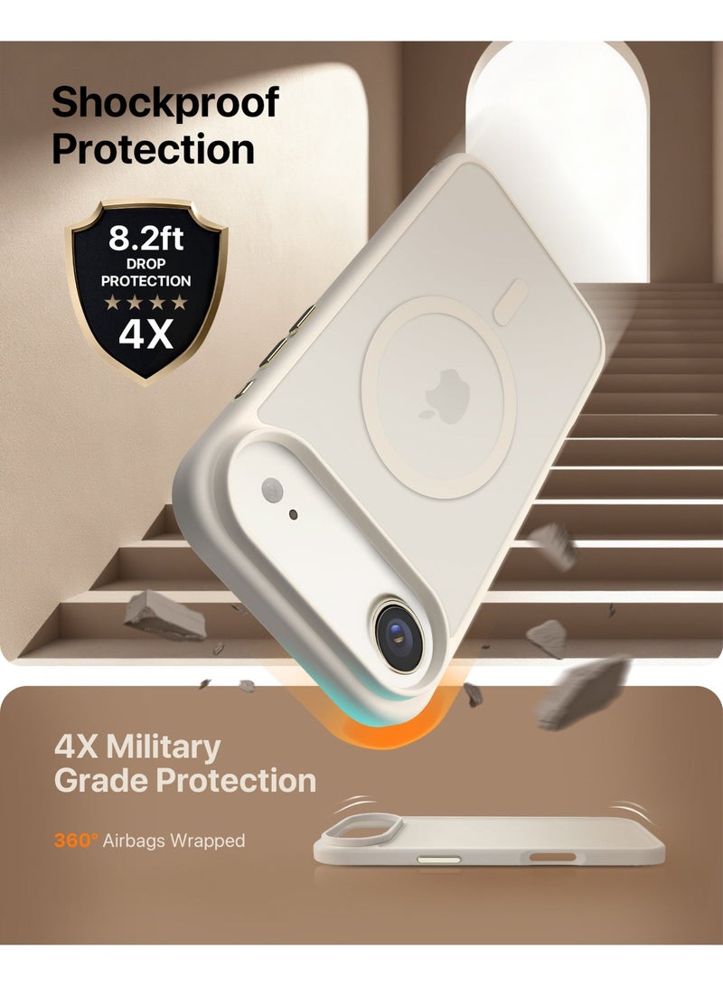 INFINYTY iPhone 17 Air Frosted Soft Touch Case - Gleam Beige, Anti-Slip Grip, MagSafe Compatible, Mil. Grade Drop Protection, Translucent Frosted Back, Air Cushion Corners, Matte Finish, Scratch-Resistant, Hybrid Cover, Raised Camera and Screen Protection - Image 4