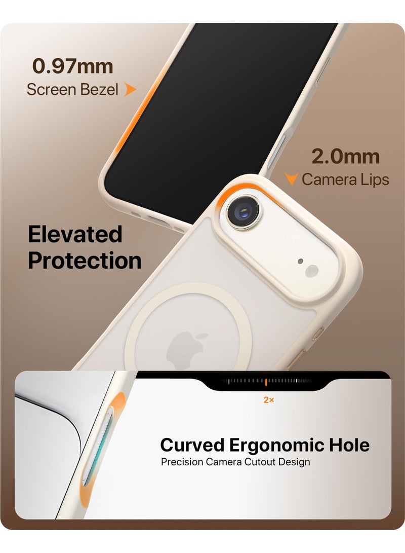 INFINYTY iPhone 17 Air Frosted Soft Touch Case - Gleam Beige, Anti-Slip Grip, MagSafe Compatible, Mil. Grade Drop Protection, Translucent Frosted Back, Air Cushion Corners, Matte Finish, Scratch-Resistant, Hybrid Cover, Raised Camera and Screen Protection - Image 3